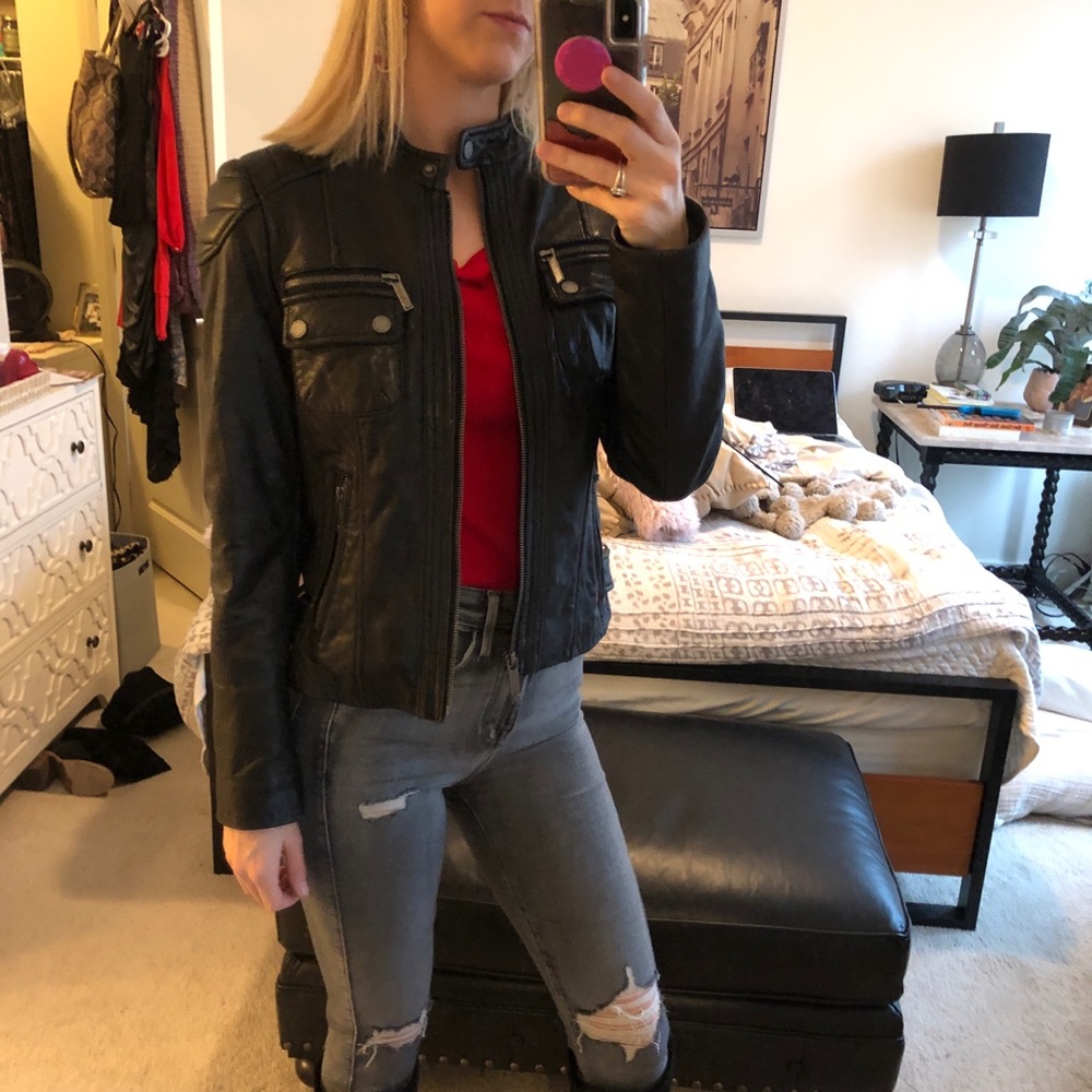 Michael Kors small black leather Moto jacket!! - Picture 6 of 8